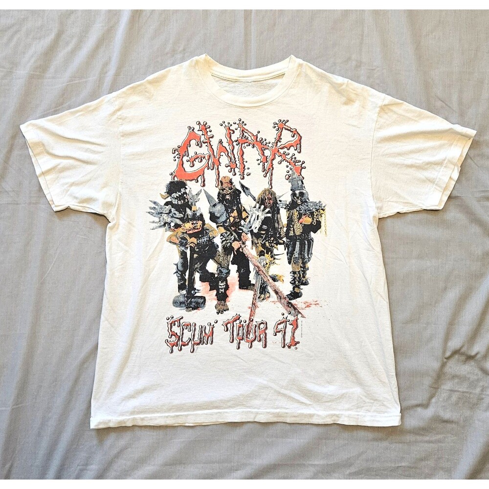 Vintage GWAR Scum Tour 91 T Shirt L Slave Pit Inc 1989 White Single Stitch USA